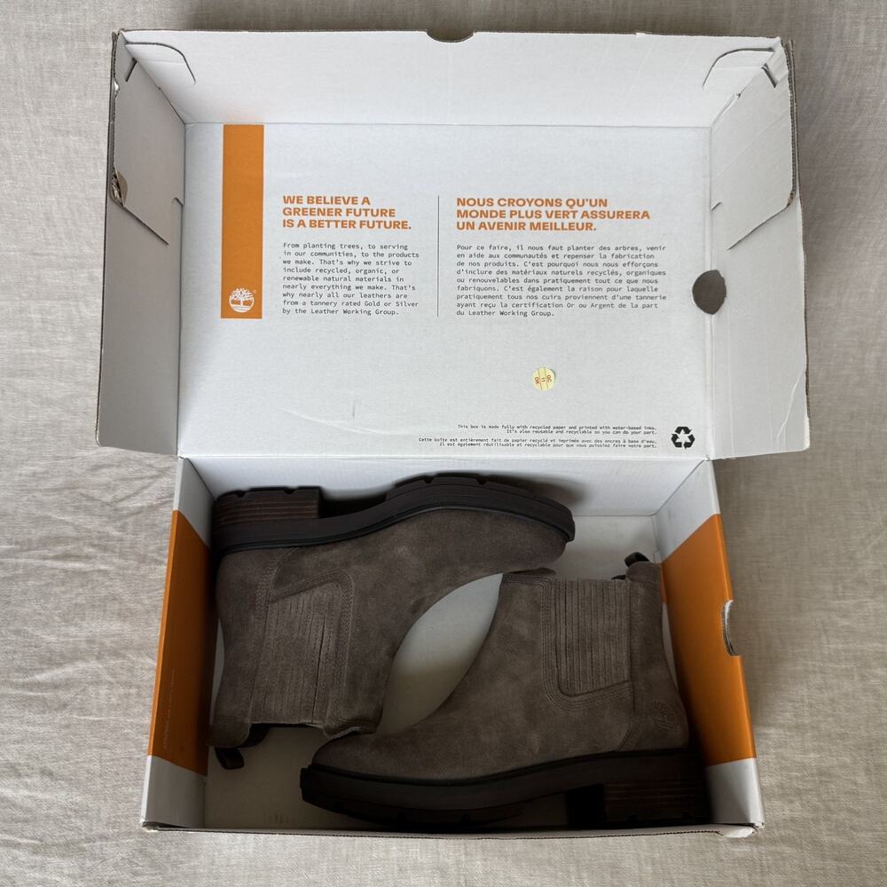 [WOMEN 7] Timberland Brimfield Mid Chelsea WATERPROOF Brown Suede Chunky Sole - Picture 3 of 12